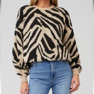 Show Me Your Mumu Duke Sweater Tiger Knit Oversized Drop Sleeve Women’s Medium